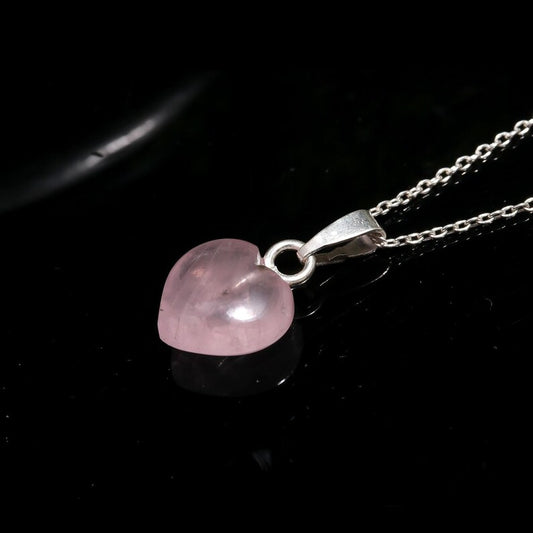 Rose Quartz Heart Pendant: 925 Silver Handmade Jewelry