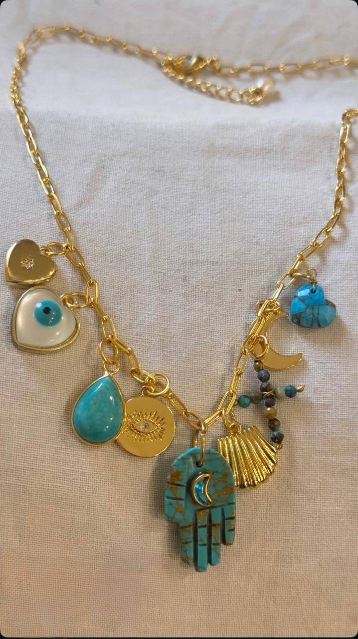 Hamza and charms Necklace