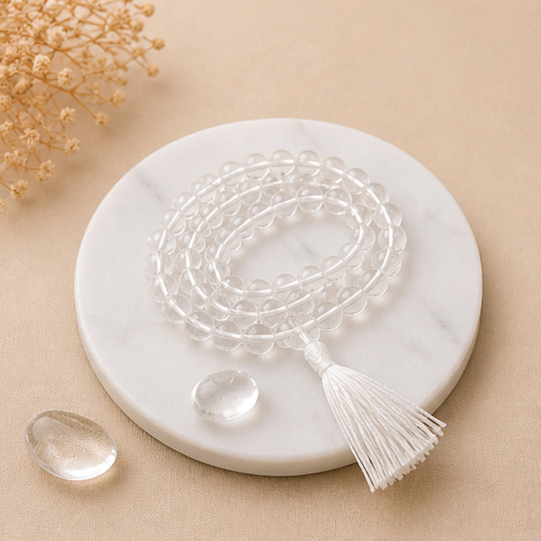Clear quartz (Spatik) Mala