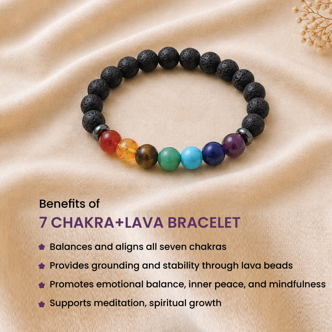 7 chakra+lava Bracelet