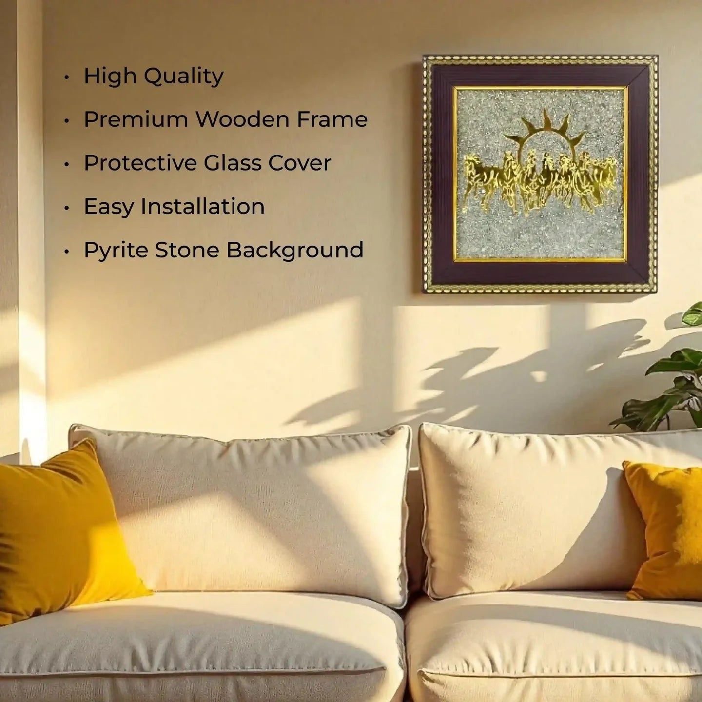 7 Horses on Raw Pyrite Frame