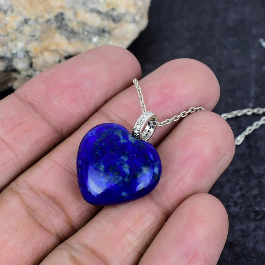 Lapiz Lazuli Heart Shaped Pendant- 925 silver