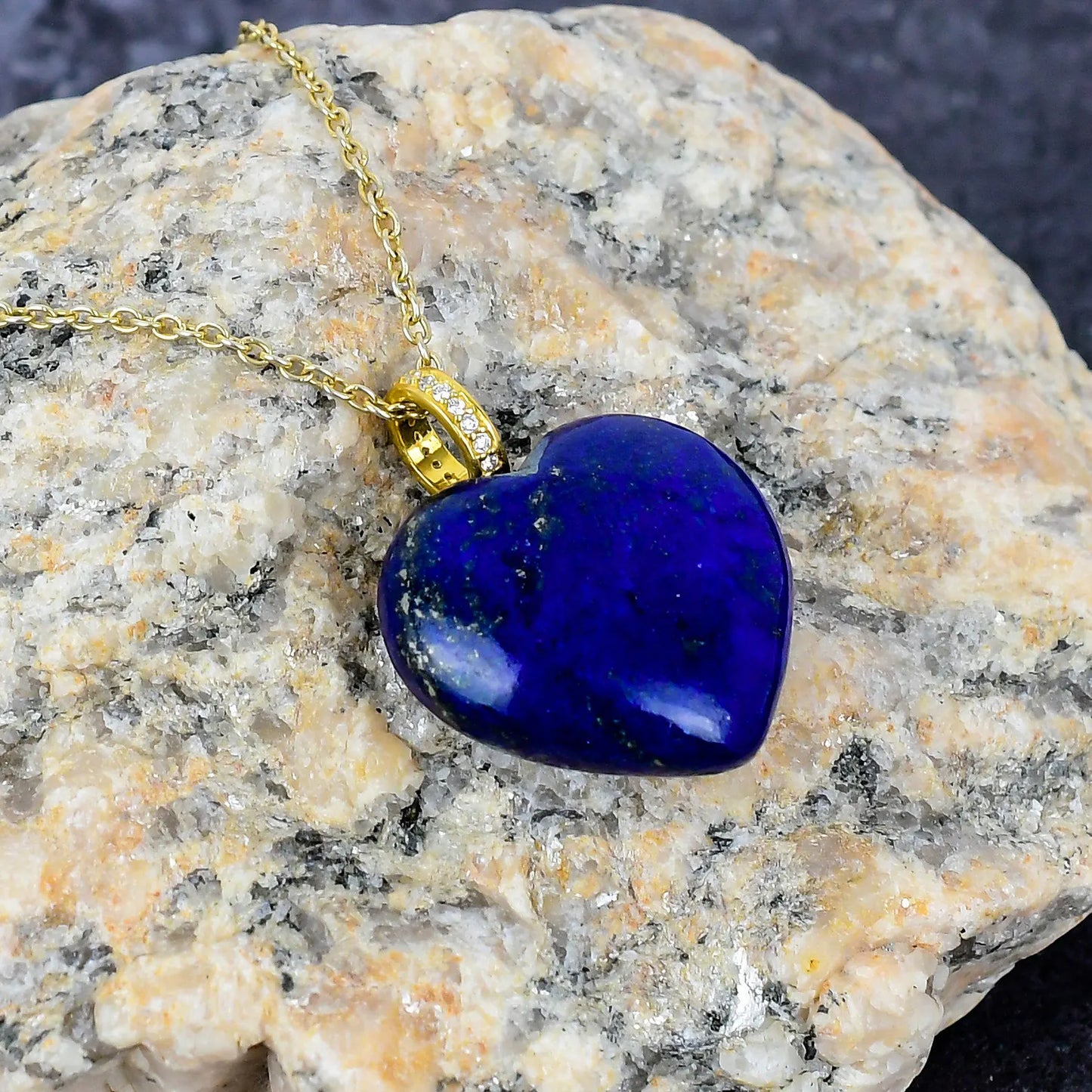 Lapiz Lazuli Heart Shaped Pendant- 925 silver