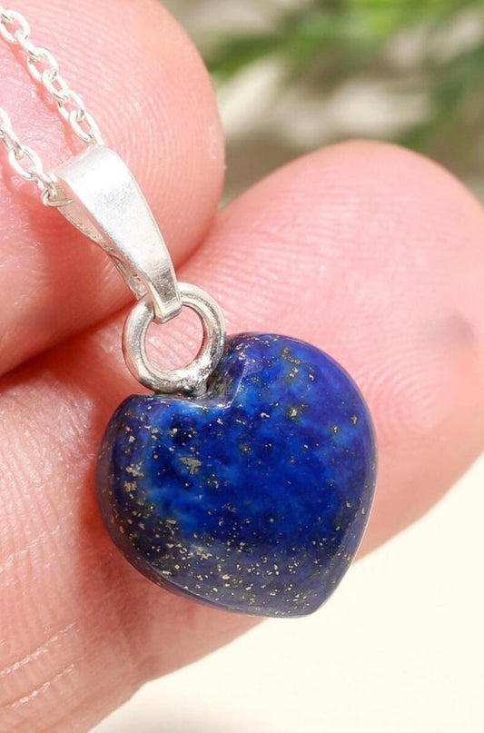 Lapiz Lazuli Heart Shaped Pendant- 925 silver