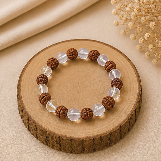 Rudraksh& Clear Quartz Bracelet