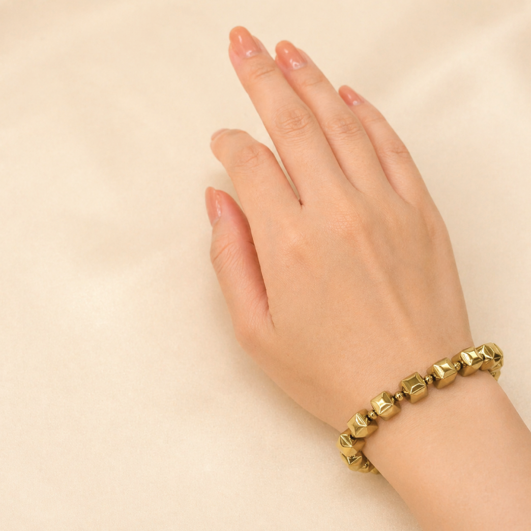 Golden Pyrite Cube Bracelet