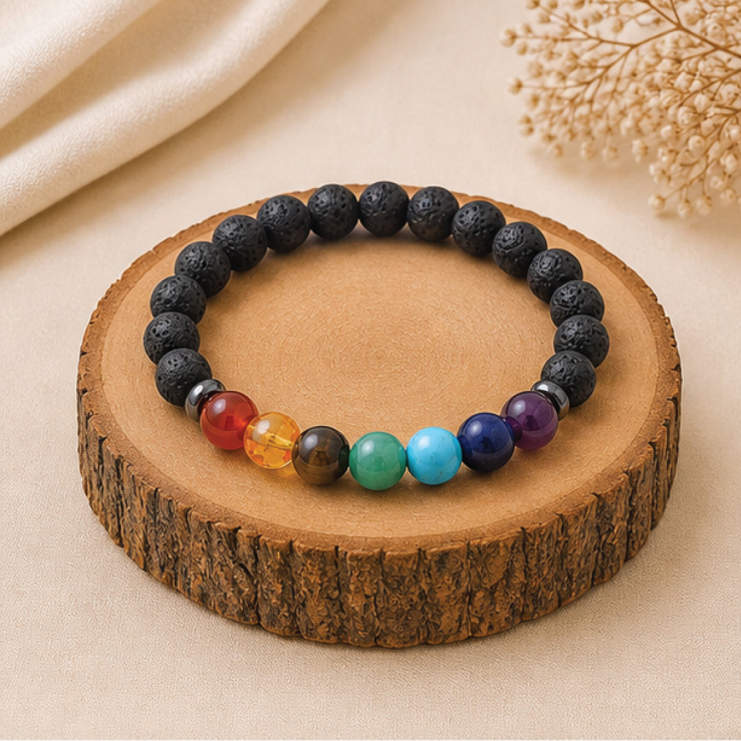 7 chakra+lava Bracelet