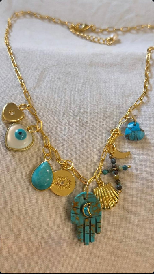 Hamza and charms Necklace