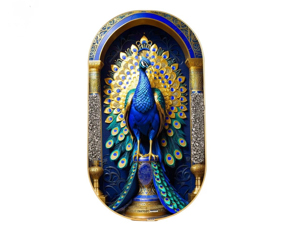 Pyrite–Lapis Peacock Frame