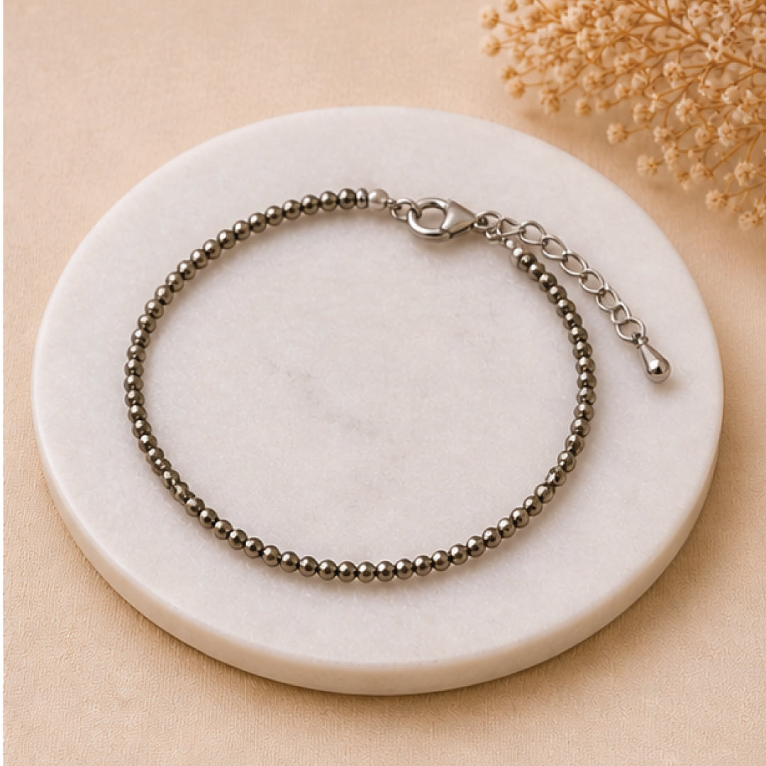 Pyrite Anklet with FREE Rose Quartz Chips Bracelet
