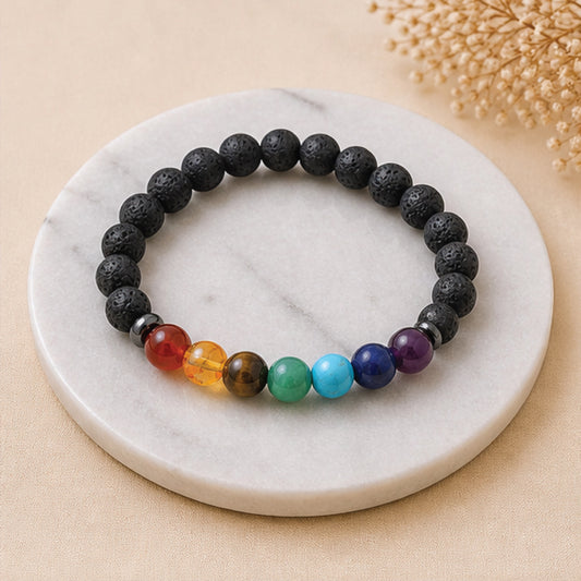 7 chakra+lava Bracelet