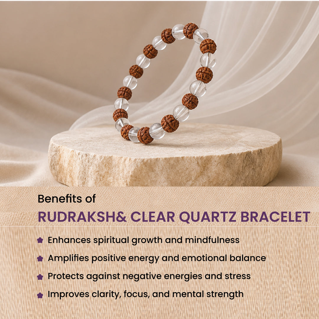 Rudraksh& Clear Quartz Bracelet