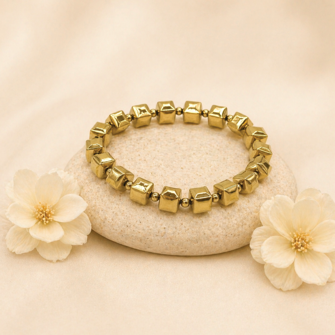 Golden Pyrite Cube Bracelet