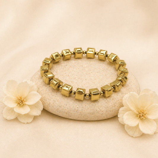Golden Pyrite Cube Bracelet