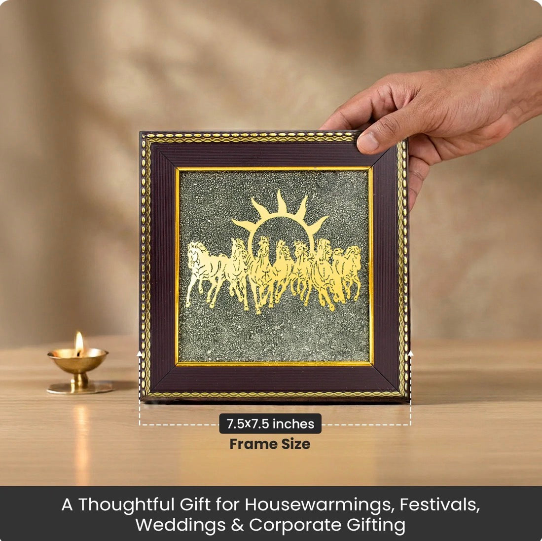 Vastu Prosperity combo- 7 horses frame+ Pyrite Turtle
