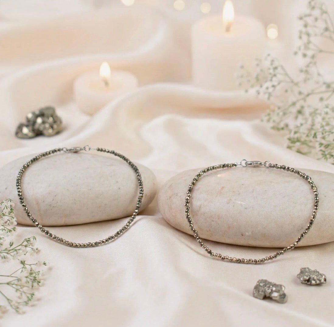 Raw Pyrite Anklet Set Of 2