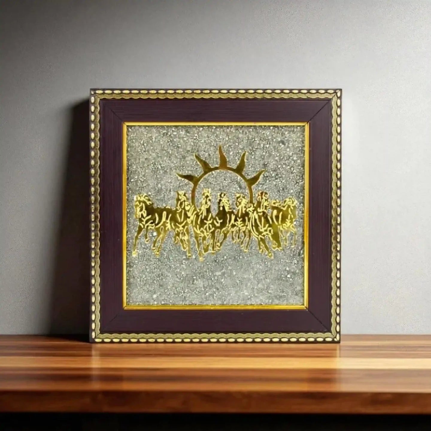 7 Horses on Raw Pyrite Frame