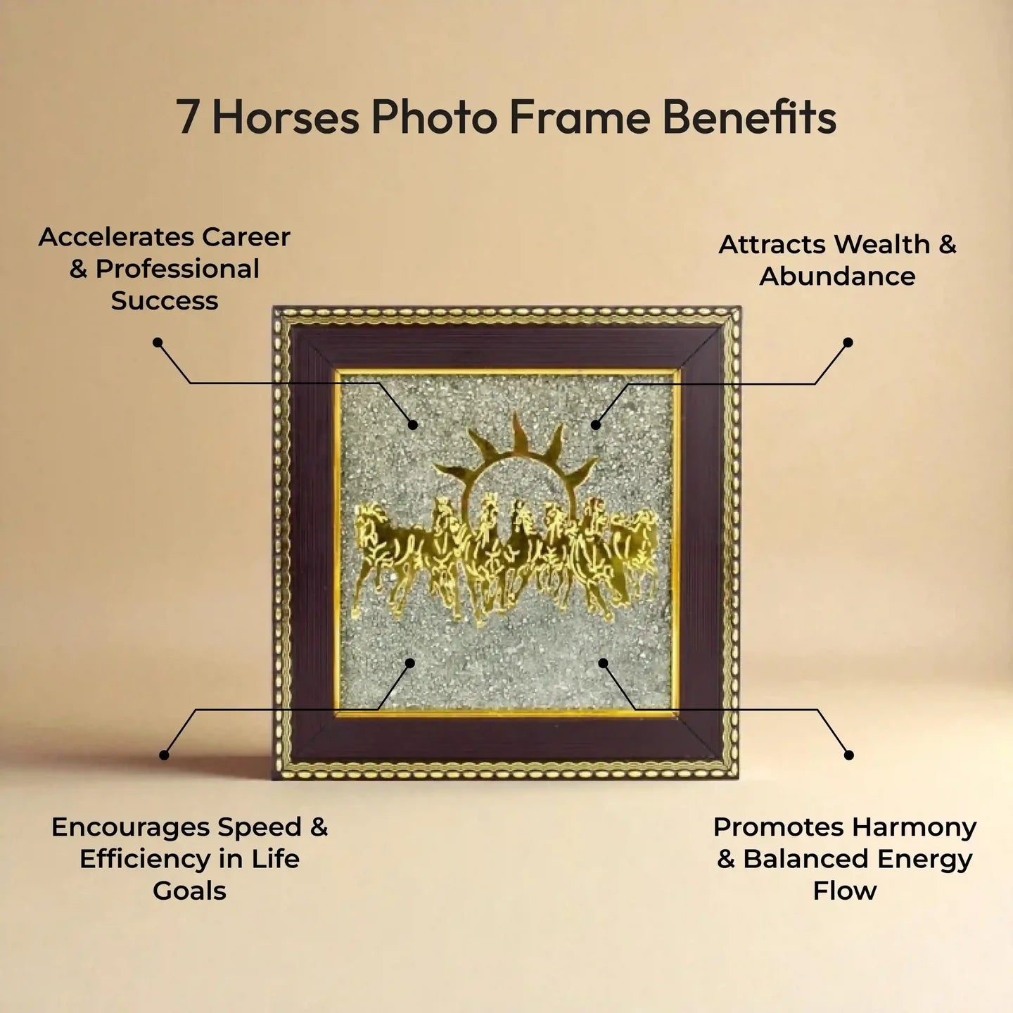 7 Horses on Raw Pyrite Frame