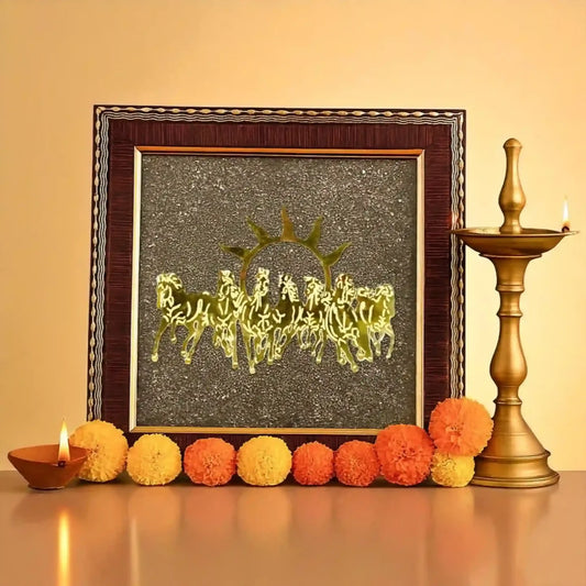 7 Horses on Raw Pyrite Frame