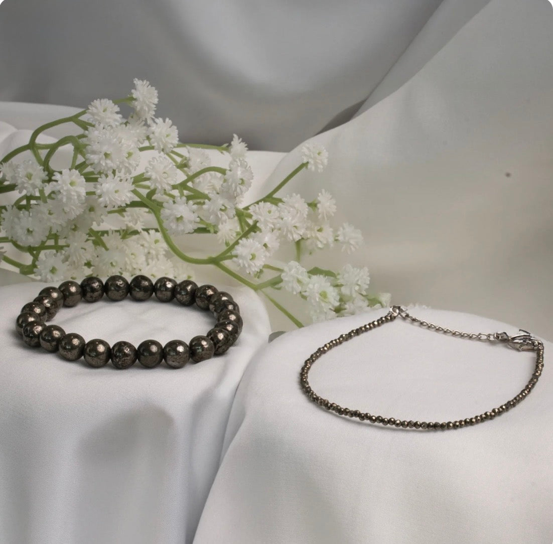Pyrite Destiny Combo- Raw Pyrite bracelet+ Pyrite Anklet