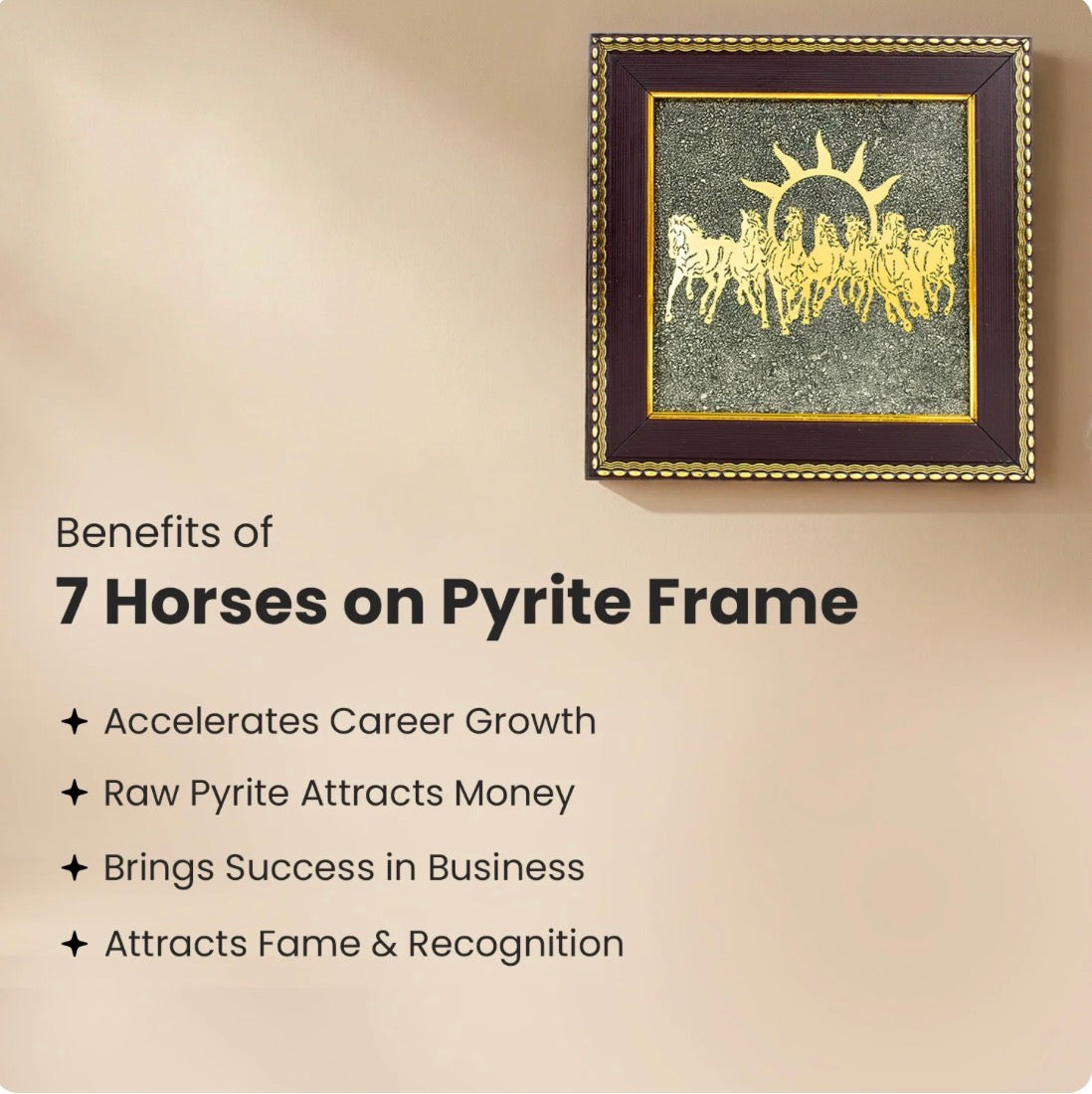 Vastu Prosperity combo- 7 horses frame+ Pyrite Turtle