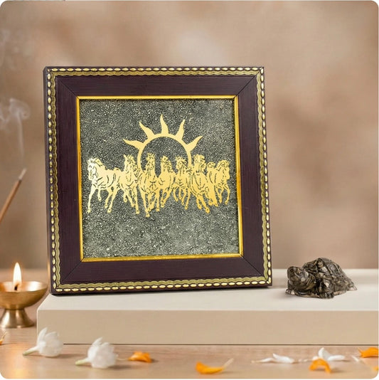 Vastu Prosperity combo- 7 horses frame+ Pyrite Turtle