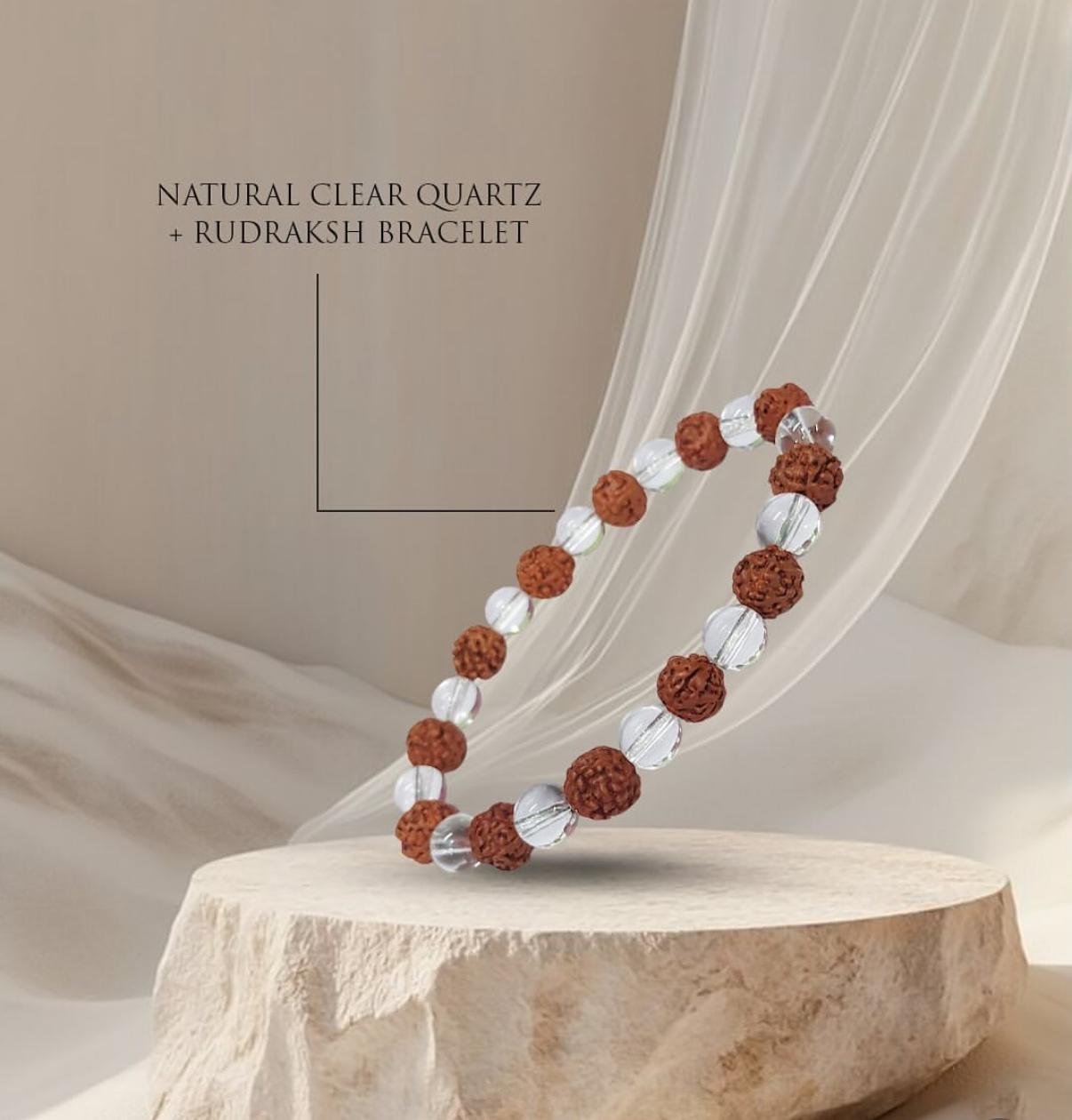 Rudraksh& Clear Quartz Bracelet