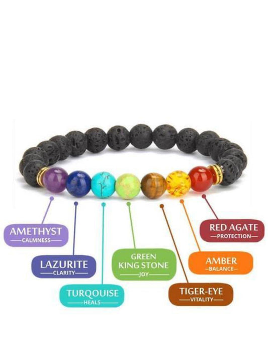 7 chakra+lava Bracelet