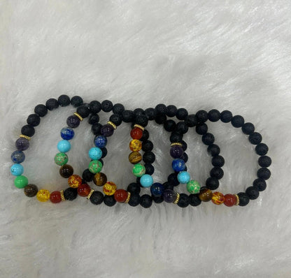 7 chakra+lava Bracelet
