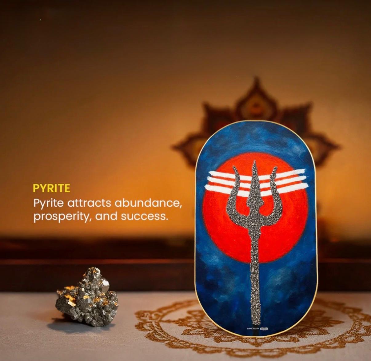 Mahadev Trishul Pyrite Frame